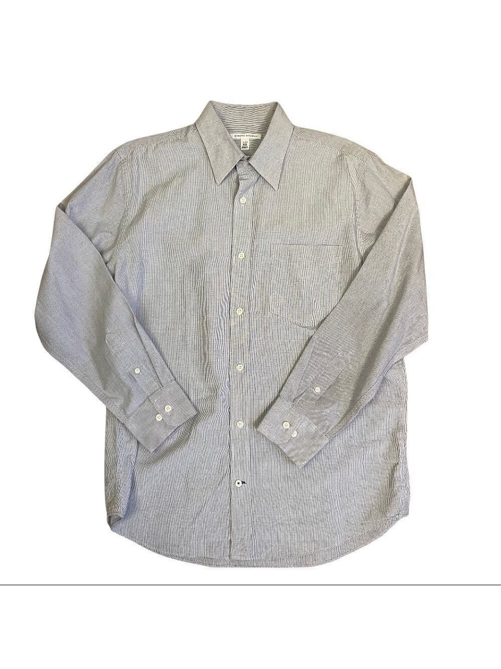 Banana Republic Men’s Med 15-15.5  Grey Plaid Long Sleeved Dress Shirt